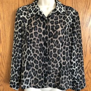 Granite Button Down Blouse Animal Print Sz PM